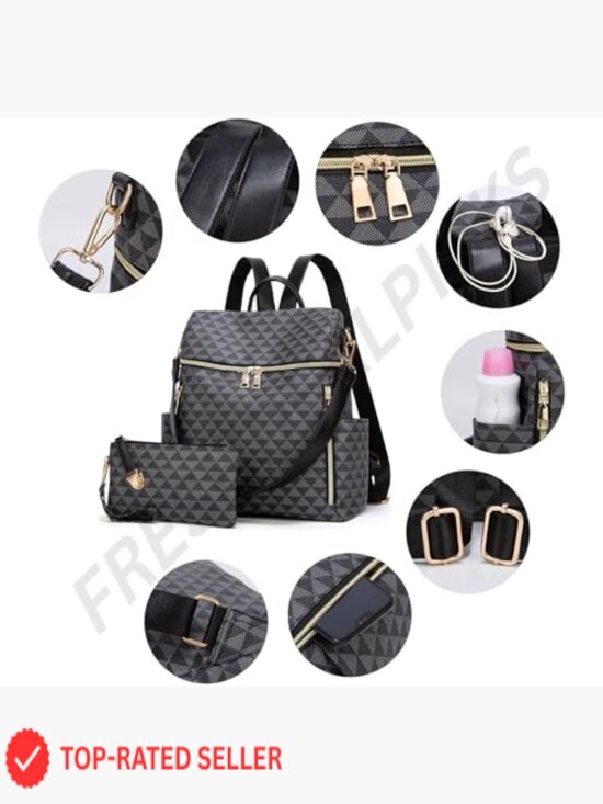 PU Leather Convertible Backpack Purse for Women Travel Laptop Daypack Adjustable main image 5
